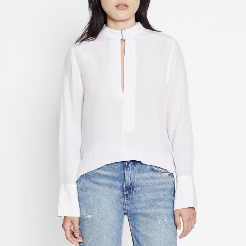 Equipment Femme‎ Womens Janelle White Silk Tie Neck Blouse Shirt Sz S